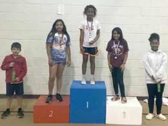 SACK RACE -- 1st Place- D’NihlaOrnelas; 2nd Place- Janella Rodriguez; and 3rd Place- Avelynn Garcia. Final Participants: Noah Clark and Nalia Cleveland. (Submitted Photo)