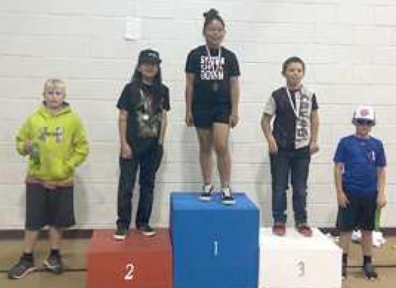 SHUTTLE RACE -- 1st Place- Anissa Gonzalez; 2nd Place- Jacob Fuentes; and 3rd Place- Texas Perez. Final Participants: Caleb Meiwas and Kyzer Billingsley. (Submitted Photo)