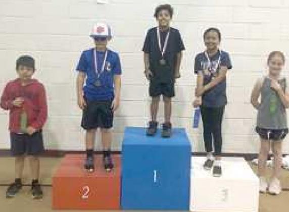 OBSTACLE COURSE -- 1st Place- La’ Corey Lautzenheiser; 2nd Place- Kyzer Billingsley; and 3rd Place- Faith Balderas. Final Participants: Noah Clark and Rylee Miller. (Submitted Photo)