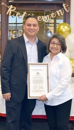 Elvira Vargas was honored with a retirment party on Dec. 21st, as she reires after 50 years of service at First Federal Bank in Littlefield. (Submitted Photo)