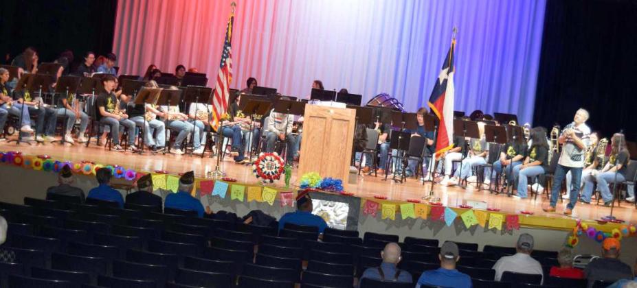 KENNETH RICHARDS of Sudan performs patriotic songs at the 33rd Annual Sudan Veterans Memorial held at Sudan High School on Monday, May 15, 2023. (Photo by Ann Reagan)