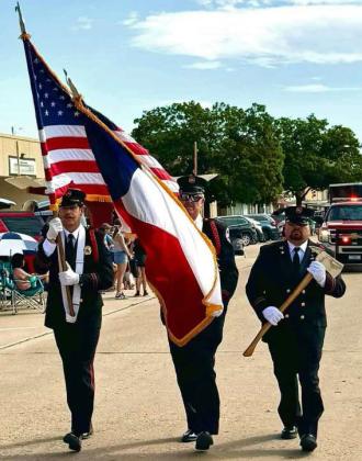 Heath Lowe, Fire Chief Jaime Grey and JoeDon Sierra carried the the flags in the “Heroes Among Us” Parade on Saturday morning, during the Flatland Music Festival weekend. (Submitted Photo) Shriners Hospitals for Children -Shriners ride so Children can Walk.