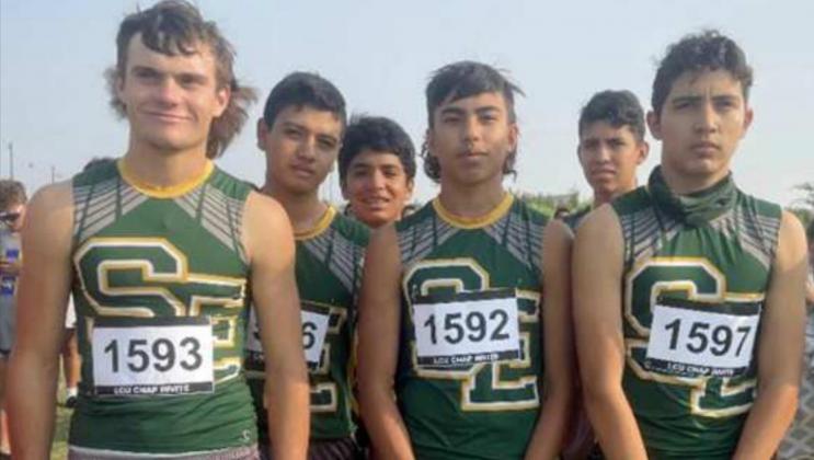 TWENTIETH OVERALL – The Springlake-Earth Wolverines’ varsity cross country team competed against 271 runners, 32 total teams at the LCU Chaps High School Invitational on Saturday. They finished 20 th overall, and were second out of the 1A schools that competed in the event. (Shown L-R):Trace Goodman, Dadwin Perez, Nehemiah Castillo, Gavin Gonzales, Alex Alvarez and Josh Samaron. (Submitted Photo)