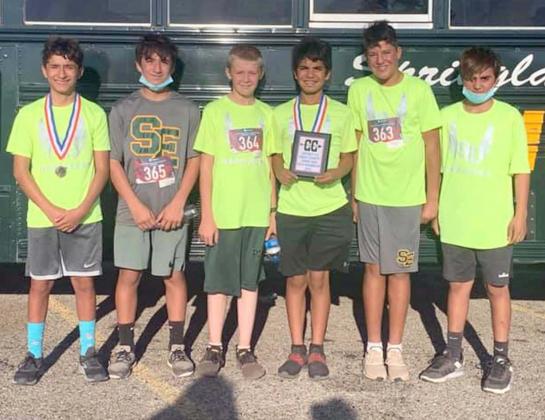 DISTRICT RUNNER-UPS – The Springlake-Earth Wolverines’ junior high cross country team placed second at the District 4-A Cross Country Meet earlier this week. (Shown): Luis Fuentes, Neimiah Castillo, Joshua Tovar, Kaleb Castillo, Jacob Friesen and Alex Compos. (Submitted Photo)