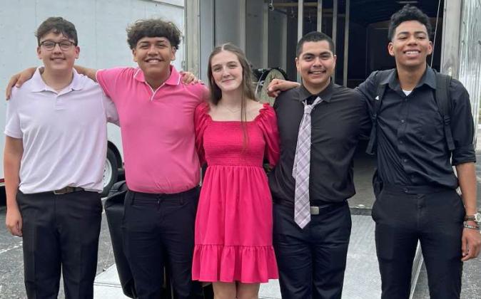 Gold Medalist Percussion Ensemble — Noah Castenada, Devyn Crouch, Jessie Ortiz, Jimmy Ramos, and Jordan Randle. (Submitted Photo)