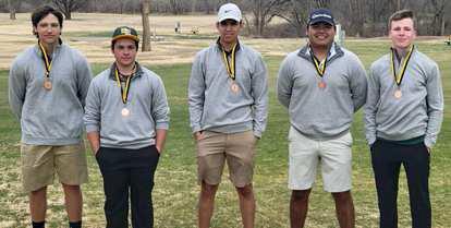 THIRD PLACE - The Springlake-Earth Wolverines’ golf team took third place in the Happy Invitational this week with Xavyer Mosqueda leading the way, shooting an 87. Slade Beerwinkle shot an 88,while Alex Alvarez shot a 95, Tyler Tanaro shot a 97 and Braden Bradley shot a 100. (Submitted Photo)