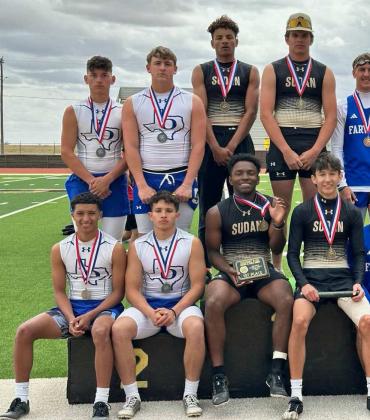 The Sudan Hornets and Olton Mustangs 4x100-meter track teams placed first and second respectively at the District Track Meet this week, qualifying both of them for the Area Track Meet. (Submitted Photo)