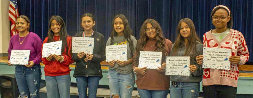 Cheerleading- Iris Villa, Yeidy Bueno, Jasmine Drake, Madeline Flores, Leyla Ramirez, Yareli Contreras and Melanie Martin. (Submitted Photo)