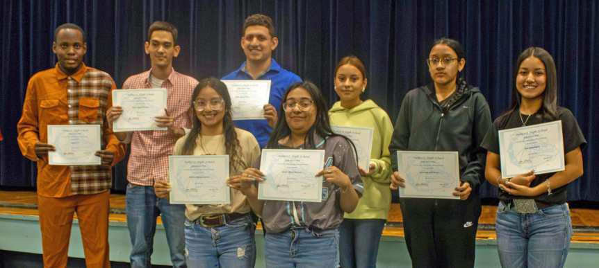 A/AB Honor Roll- (Top row L-R): Jayson Lee, Cesar Gayton Morales, Kevin Garcia Torres, Isaura Jimenez, Anita Avial Muzul and Deserie Rodriguez. (Bottom row L-R): America, Pacheco Quiroz and Jasmin Muniz Ramirez. (Submitted Photo)