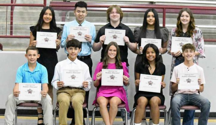 Top 10% Freshmen Class - The following students finished in the Top 10% in the freshmen Class. Sophie Garcia, Kevin Nachak, Joshua parker, Althea Reyna, Lyric Rios, Tyson Carr, Caleb Caudillo, Bryndle Ray, Brittany Wright and Payton Bussanmas. (Staff Photo by Derek Lopez)