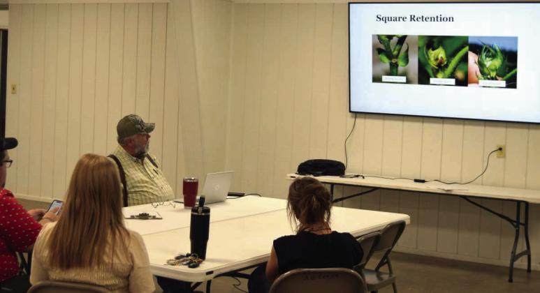 A&amp;amp;M AgriLife Extension Agent, Kerry Siders, leads a discussion on square retention during the Early Season Cotton Scout School on June 18 at the Agriculture Center in Littlefield.