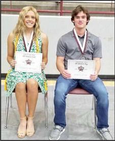 ALL WILDCAT BOY AND GIRL - These awards were voted on by the Littlefield High School Student Body. All Wildcat Boy - Mason Jones and All Wildcat Girl - Madison McNeese. (Staff Photo by Derek Lopez)