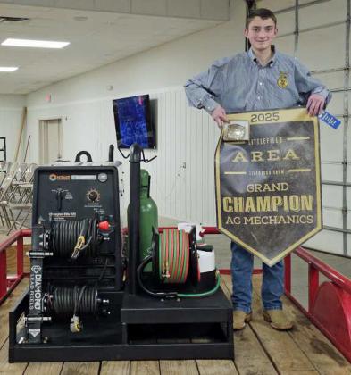 Hayden Harden and his Welding Skid took home Grand Champion honors at the 2025 Littlefield Area Stock Show on Thursday. The Ag Mechanic projects were judged by Dalton Howard. (Staff Photo by Derek Lopez)