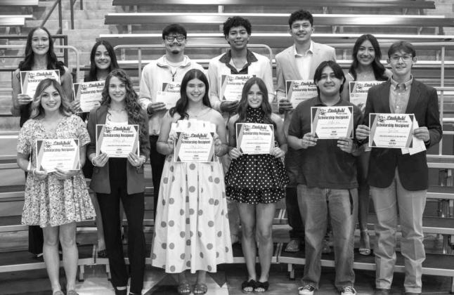 Kealee Bussey, Kamila Silveira, Jose Payan, Jordan Randle, Nathan Castaneda, Sophie Garcia, Yazmin Longoria, Makinzi Tyler, Addesyn Garcia, Bryndle Ray, Matthew Rios and Tyson Carr receive $8,000 scholarships from the Rotary Club of Littlefield on May 19, 2026. (Photo by Madison Vidales)