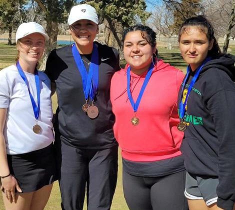 The Springlake-Earth Lady Wolverines’ golf team took third place overall at the Farwell Invitational Golf Tournament. Hannah Alvarez placed second individually. (Submitted Photo)