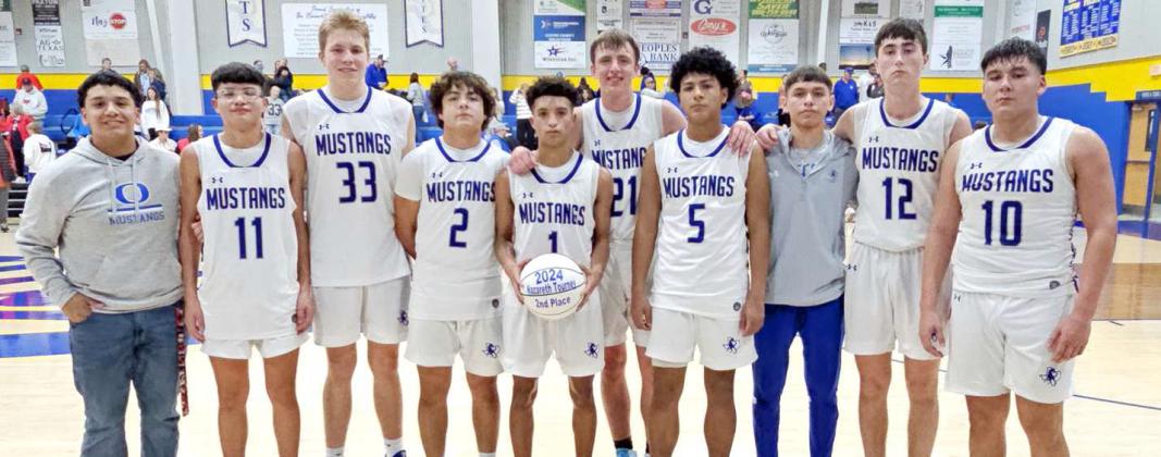 2024 Nazareth Tournament Runner-ups - The Olton Mustangs fell to the Lubbock Cooper Liberty Patriots, 63-47, on Saturday in the Nazareth Tournament Championship game. They defeated Ascension Academy, Nazareth and Henrietta en route to the Championship game. (Staff Photo by Derek Lopez)