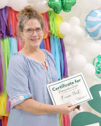 Connie Burt was honored as the Distinguished Leader Award winner during the Lamb County 4-H Banquet held at the Lamb County Ag Center on Saturday, August 17, 2024. (Photo by Ann Reagan)