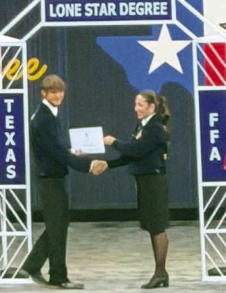 Ky Hays receives a Lone Star FFA Degree during the 98th annual Texas FFA State Convention in Fort Worth July 6–10 (Submitted Photo)