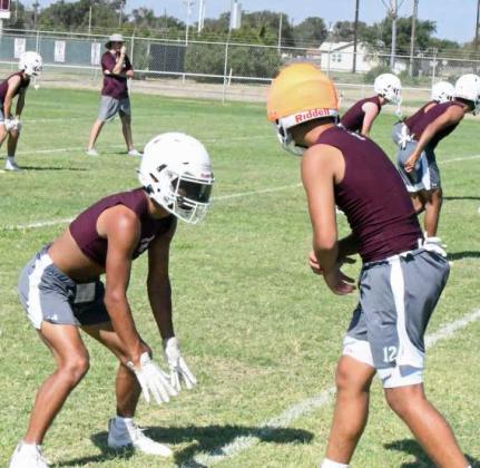 The Littlefield Wildcats were putting in work on Tuesday working on defense, during the second day of two-a-day, as they prepare for the 2025 season. (Staff Photo by Derek Lopez)