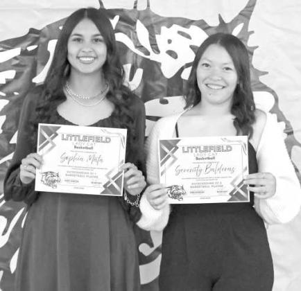 Outstanding JV1 Basketball Player - Sophia Mata and Outstanding JV2 Basketball Player Serenity Balderas.