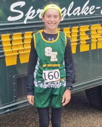 FIRST OVERALL – Springlake-Earth Lady Wolverine freshman, Taytum Goodman, placed first overall at the LCU Chaparral Invitational with a time of 11:16.30, to help lead the Lady Wolverines to a first-place finish. (Submitted Photo)