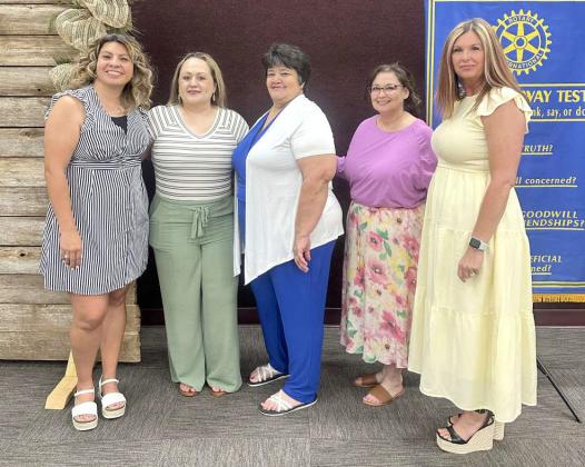 Rotary Club of Littlefield President Lori Zinn, left, with committee members, left to right, Lupe Rodriguez Lili Bobadilla, Violet Lopez, and President-Elect Bree Clark at the Rotary Club of Littlefield’s Administrative Professionals’ Day luncheon on April 23, 2025. (Photo by Madison Vidales)