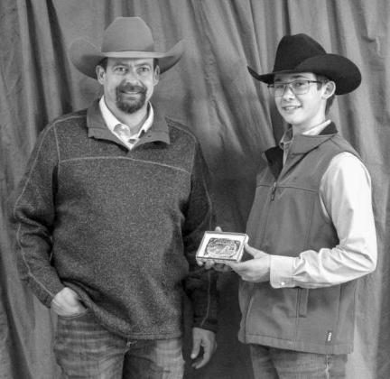 Ty Carr receives the Showmanship Cattle award at the Lamb County Junior Livestock Show on January 10, 2026. (Photo by Madison Vidales)