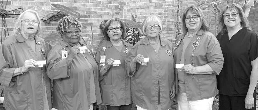 New Officer Installation - New officers for the Lamb Healthcare Center Auxiliary were installed at the annual Volunteer Appreciation Luncheon hosted by LHC on April 21, 2026. Tisha Martinez, right, led the installation of new officers for the 2026-2027 year. New officers are, left to right, Doris Howell-Corresponding Secretary, Barbara Colbert- Secretary, Janet Conkin, Treasurer, Linda Williams- Vice President, and Lori Durham- President. (Submitted Photo)