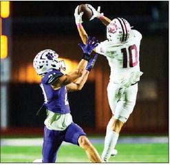 Littlefield’s Nehemiah Beanes (10), snags an intercpetion late in the game on Friday night, to help clinch the victory over Dimmitt for the Wildcats. (Photo Courtesy of Dillon Jones Photography)