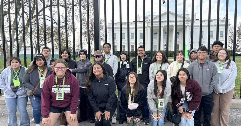 The Marchin’ Cats pose for a picture in front of the White House on their trip to Washington, D.C. (Submitted Photo)