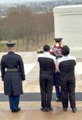 Jimmy Rios and Matthew Rios got to place the wreath at the Tomb of the Unknown Soldier in Washington, D.C. (Submitted Photo)