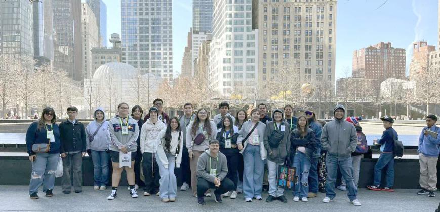 The Littlefield Marchin’ Cats Band visited the 9-11 Memorial (Ground 0). (Submitted Photo)
