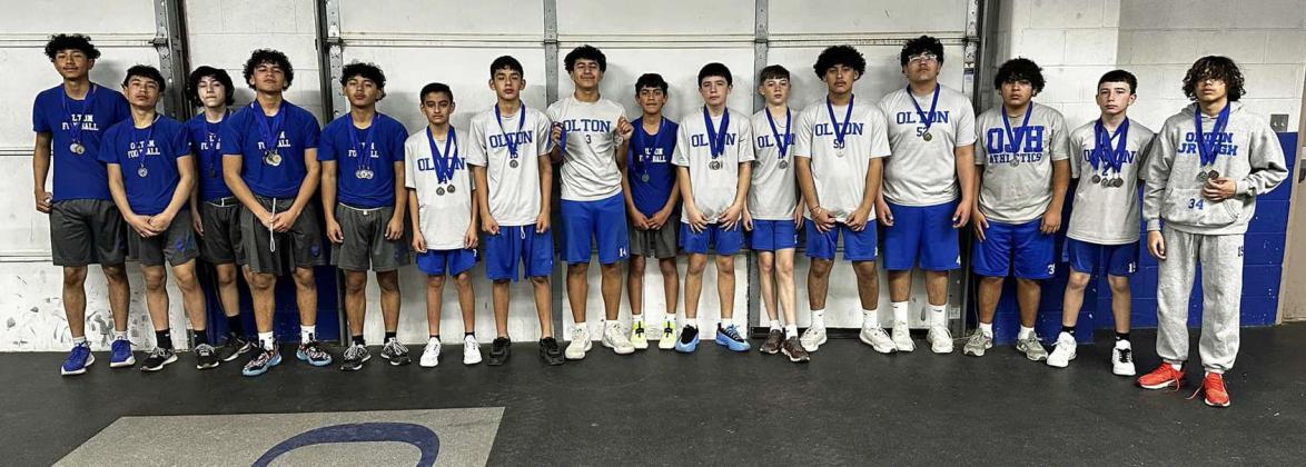 The Olton Junior High track teams competed at the Junior High Sandhill Relays on Thursday in Olton, with the 7th grade boys placing first and the 8th grade boys placing third overall. (Submitted Photo)