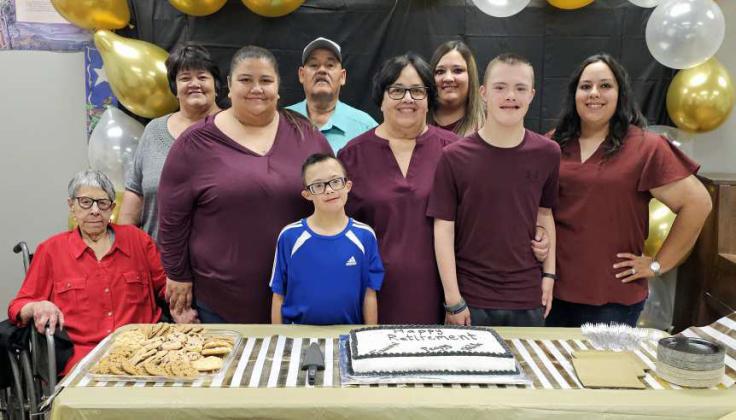 Hilda Miranda was joined by her family at a retirement Luncheon last Friday at Littlefield Primary Campus. (Staff Photo by Derek Lopez)