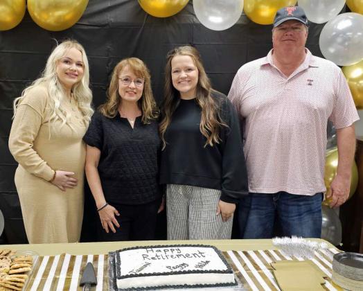 Tami McGehee was joined by her family at a retirement Luncheon last Friday at Littlefield Primary Campus. (Staff Photo by Derek Lopez)