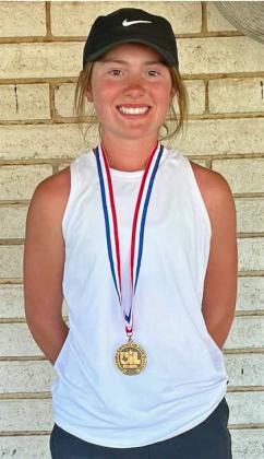 THIRD PLACE - Springlake-Earth junior, Taytum Goodman, placed third at the Regional Golf Tournament at Reese Golf Course in Lubbock last Monday and Tuesday. Goodman shot an 82 in the first round and shot a 94 on day two of the tournament for a total of 176, punching her ticket to the Sate Tournament. (Submitted Photo)