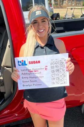 REGIONALRUNNER-UP- Sudan senior, Landree Gonzales, placed sixth overall at the Regional Golf Tournament at Palo Duro Creek Golf Course in Canyon last Monday and Tuesday. Gonzales shot a 100 in the first round and shot a 93 on day two of the tournament for a total of 193, punching her ticket to the Sate Tournament. (Submitted Photo)
