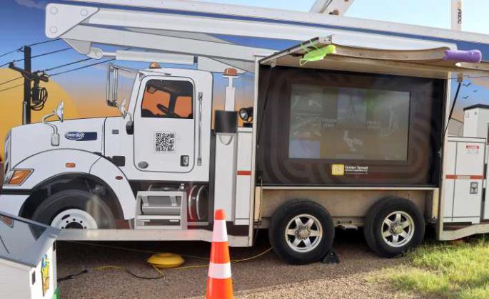 This interactive touch screen information center was available for attendees of the LCEC Annual Business Meeting held at the Lamb County Ag Center in Littlefield on Tuesday, September 17, 2024. (Photo by Ann Reagan)