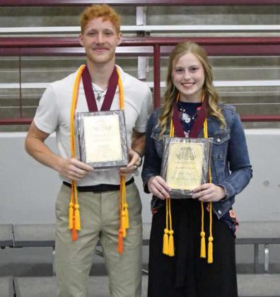 2023-2024 Littlefield High School Salutatorian, Samuel Hill and Valedictorian, Kamryn Meiwes. (Staff Photo by Derek Lopez)