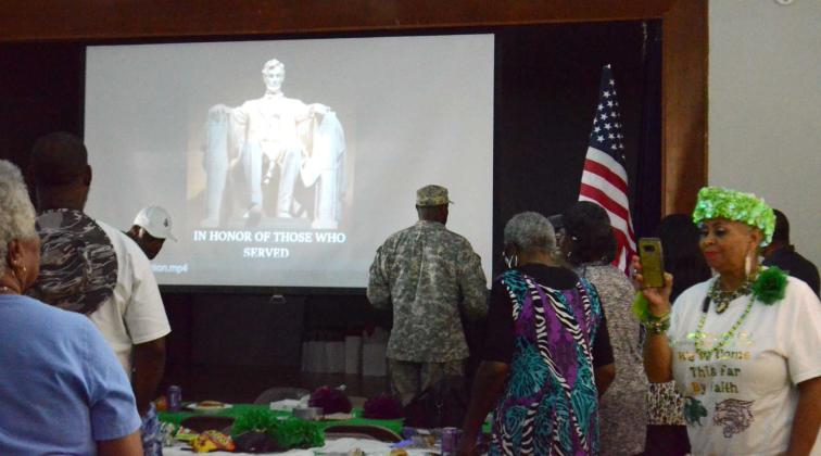 Members of the U.S. Military presented the colors in honor of those who served at the Littlefield and Dunbar Reunion on Saturday, Sept. 3, 2022. People in attendance stood for a moment of silence while the colors were being presented.