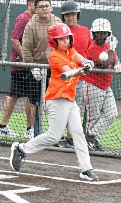 LIVE PITCHING- Future Wildcat baseball players get some batting practice in off of Coach Jett Hartley, during the second session of the 2023 Wildcat Baseball Camp on Friday at Wildcat Baseball Field. (Staff Photo by Derek Lopez)