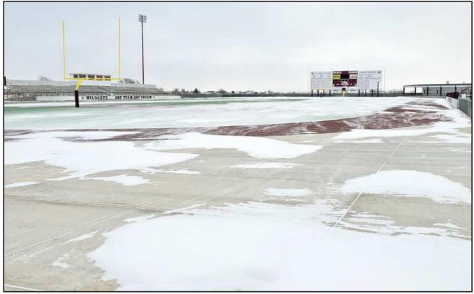 Snow covered the area Thursday