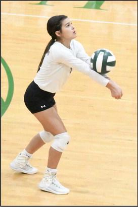 BREAKING THE SERVE - Littlefield’s Cali Saldana, breaks the serve from Idalou, as the Lady Cats look to go on the attack, during their district road match at Idalou on Tuesday. The Lady Cats dropped a tough match, 2-3. (Staff Photo by Derek Lopez)