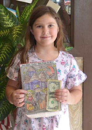 SECOND PLACE - Rainey Hays 8-years old, got second place in the annual Lamb County Leader-News Halloween Coloring Contest this year, which ranged from 7-year olds to 10-years old. She is from Littlefield. (Submitted Photo)