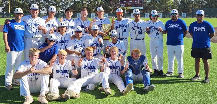 2023 BI-DISTRICT CHAMPIONS - The Olton Mustangs’ varsity baseball team captured their first play-off series win in program history this past weekend, when they took down the Smyer Bobcats, 11-10, in game one and, 6-4, in game 2 to take the series, 2-0. The Mustangs are set to take on Sanford-Fritch in the Class 2A Area Baseball Playoffs Friday and Saturday. (Photo by Jay Kelley)
