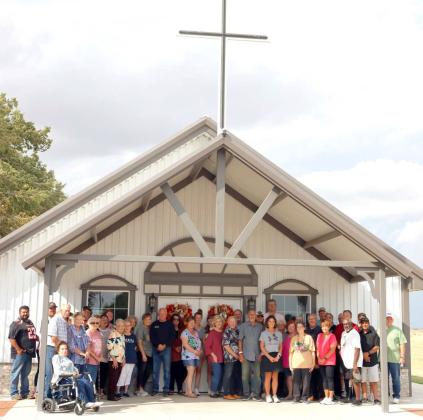 Guests and Cemetery Committee Members assembled to Dedicate the new Sudan Cemetery Chapel on Saturday September 21, 2024.