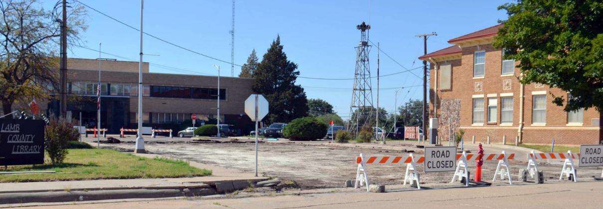 DOWNTOWN REVITALIZATION PROJECT – The City of Littlefield has a grant from 2019 that they are going to use to revamp the area of Phelps Ave. between the Police Department and the Lamb County Public Library. City Manager Mitch Grant said they are building a turnaround for the police department on the south end and a Park on the north end. It will no longer be open to thru traffic. (Staff Photo by Grata Reber)