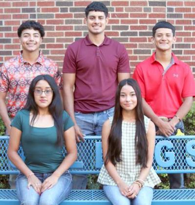 Amherst Homecoming King and Queen Cantidates: King Candidates are. standing from left to right, Oscar Contreras, Joel Garcia and Aiden Rodriguez. The Queen Candidates are, seated from left to right, Sofia Avila, and Isaura Jimenez. Not showen, Itzel Villa. Amherst’s Homecoming is set for this Friday, Sept. 19. The Bulldogs will take on Dawson at 7:30 p.m. (Submitted Photo)