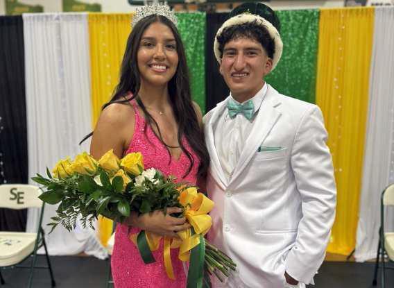 Springlake-Earth senior, Hannah Alvarez and senior Froylan Agundiz, were crowned as the 2025 Homecoming Queen and King at the pep rally on Friday, at Springlake-Earth. (Submitted Photo)