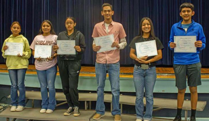 Mrs. Storie’s Science Awards- (Top row L-R): Isaura Jimenez, Mireya Muniz, Anita Avial Muzul, Cesar Gayton Morales, Deserie Rodriguez and Fabien Reyes (Submitted Photo)
